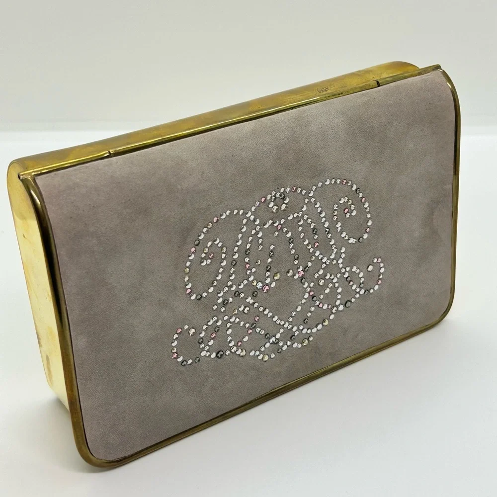 VERY RARE Vintage Ralph Lauren Suede Beaded Brass Jewelry Box